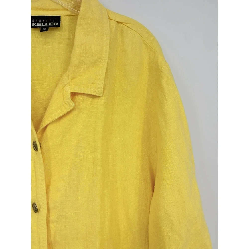 Nannette Keller Linen Lightweight Jacket Shirt Shacket Plus Size 3X